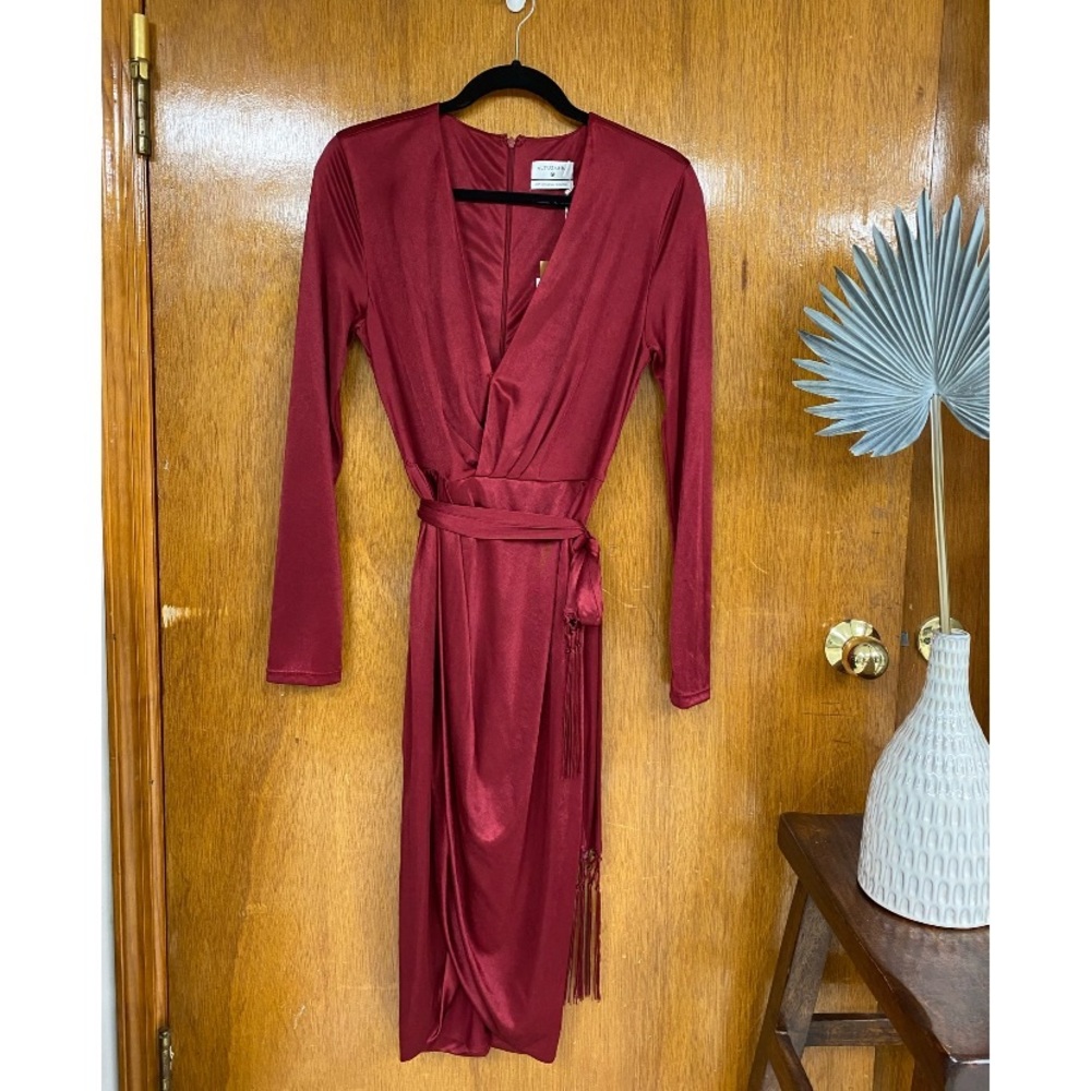 Red satin dress